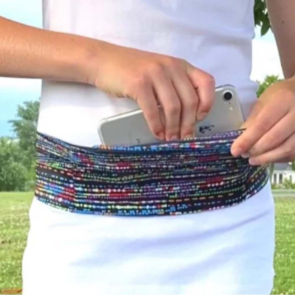 NWT BANDI Black Multi-Color Stretch Pocketed Travel Belt - Picture 9 of 10